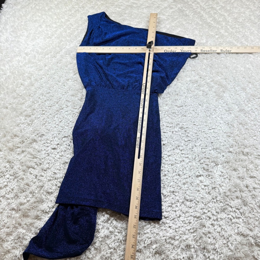 NWT Petal Pup XS Midnight Blue One Shoulder Ruched Bodycon Party Cocktail Dress - Picture 7 of 12